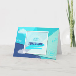 Glad fars dag! Modern blå färg Kort