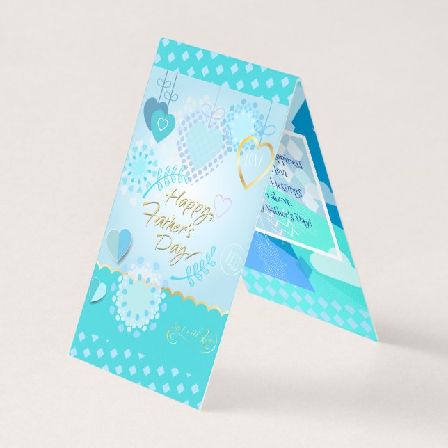 Glad fars dag! Modern blå färg Kort (Framsida)