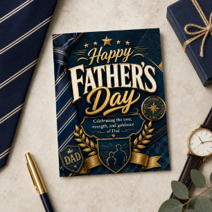 Glad fars dag Navy Guld Slip Pappa Hjälte Kärlek K Helg Vykort
