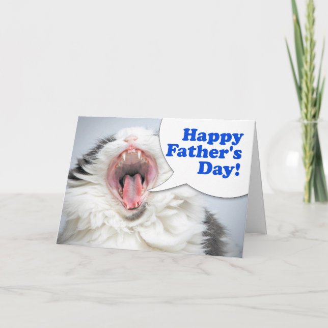 Glad fars dag Pappa Rollig Katt Skriker Humor  Helgkort (Framsida)