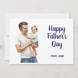 Glad fars dag Pappa som håller bebis Julkort