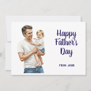 Glad fars dag Pappa som håller bebis Julkort