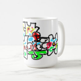 Glad fars dag Pussel konst Kaffemugg