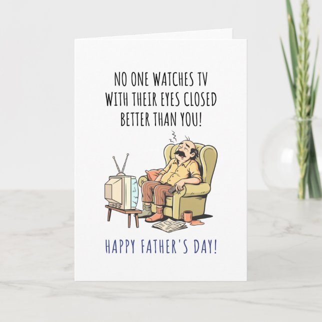 Glad fars dag Rolig sovande pappa i stol  Tack Kort (Framsida)