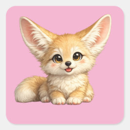 Glad Fennec-räv Söt Positiv Design Fyrkantigt Klistermärke