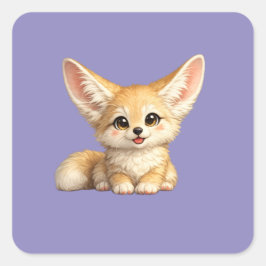 Glad Fennec-räv Söt Positiv Design Fyrkantigt Klistermärke