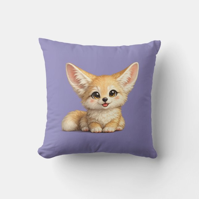 Glad Fennec-räv Söt Positiv Design Kudde (Framsida)