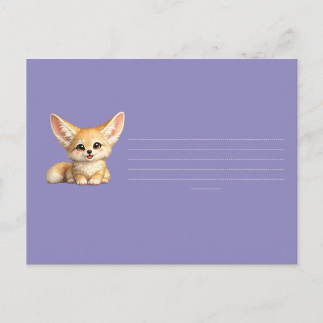 Glad Fennecräv Söt Positiv Design Meddelande Vykort (Framsida)