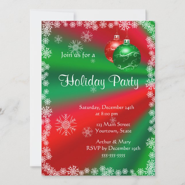 Glad fest på röda och gröna inbjudningar (Framsida)