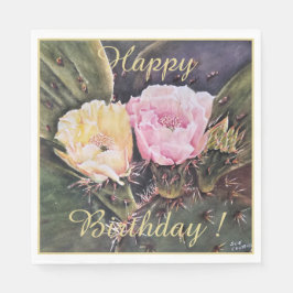 Glad festfirande gulrosa kaktusblommor pappersservett