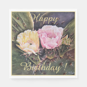 Glad festfirande gulrosa kaktusblommor pappersservett