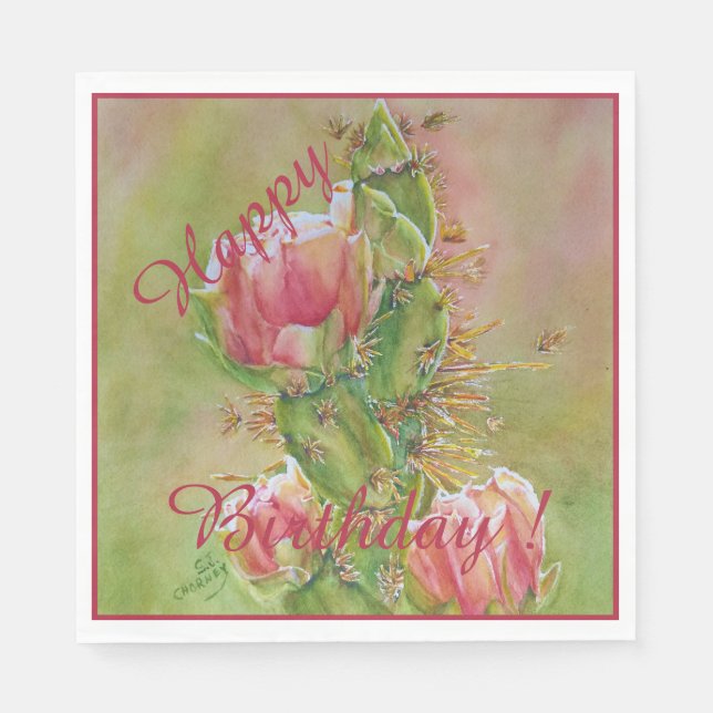 Glad Festfirande Ökenblommor Pappersservett (Framsidan)