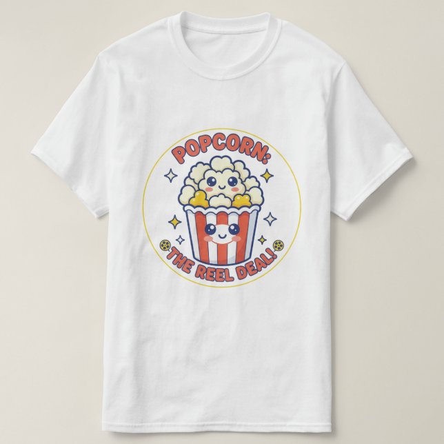 Glad filmälskare med popcorn Grafik T Shirt (Design framsida)
