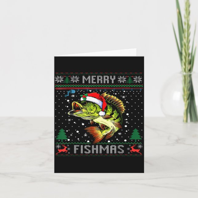Glad Fishmas B Fisk Fiske Jul Ful Sweate Kort (Framsida)