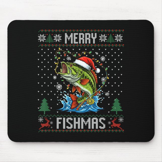 Glad Fishmas B Fisk Fiske Jul Fula Svett Musmatta (Framsidan)