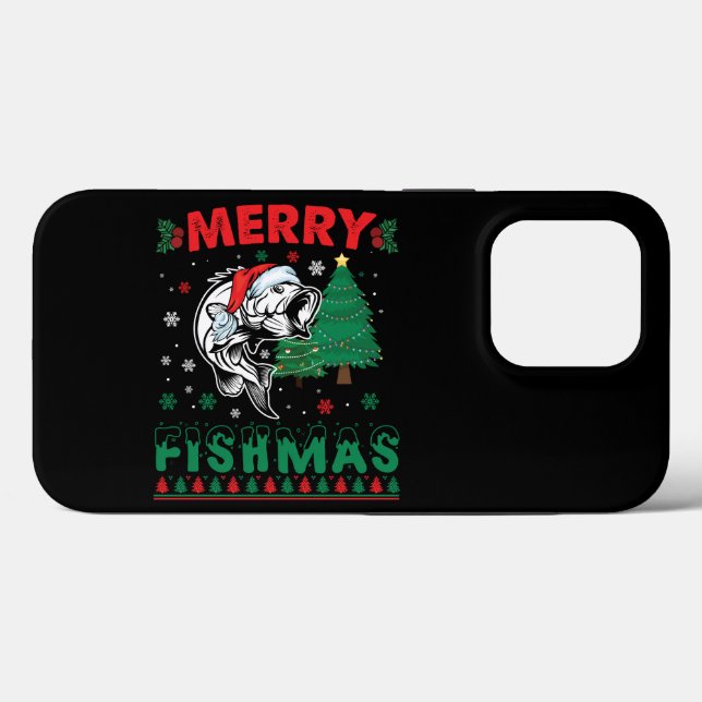 Glad Fishmas Fisk Fiske Pappa Fiskare Jul (Baksida (horisontell))