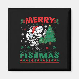 Glad Fishmas Fisk Fiske Pappa Fiskare Jul Magnet