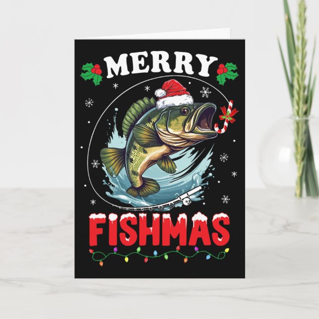 Glad Fishmas Fisk Roligt Fiske Jul Pappa Män Kort (Framsida)