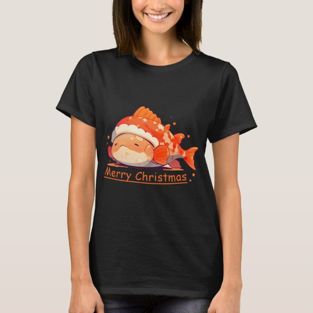 Glad Fishmas jul anime fisk T Shirt (Framsida)