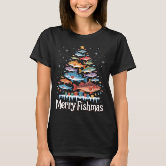 Glad Fishmas Julgran Rolig Fisk Fiske Fiskare T Shirt