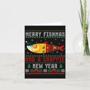 Glad Fishmas Och Ett Crape Nytt År Fiskargris Kort