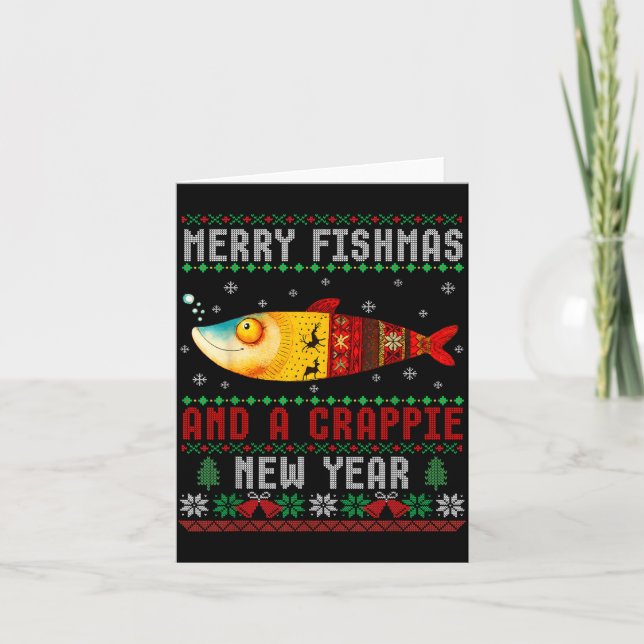 Glad Fishmas Och Ett Crape Nytt År Fiskargris  Kort (Framsida)