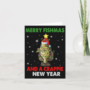 Glad Fishmas Och Ett Crappie Nytt År Fiske Roligt Kort