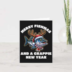 Glad Fishmas Och Ett Crappie Nytt År Fiskepuns 1 Kort