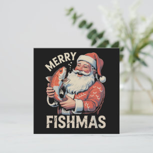 Glad Fishmas Rolig jul Tomte fiske  Julkort