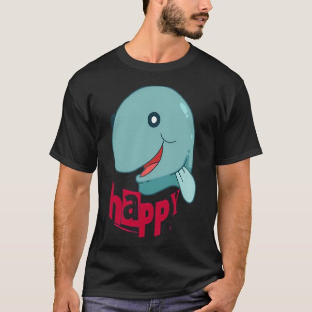 Glad fisk tecknad film. t shirt (Framsida)