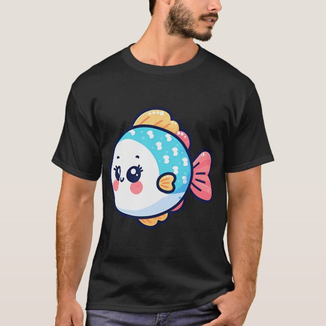 Glad fisk tecknad film t shirt (Framsida)