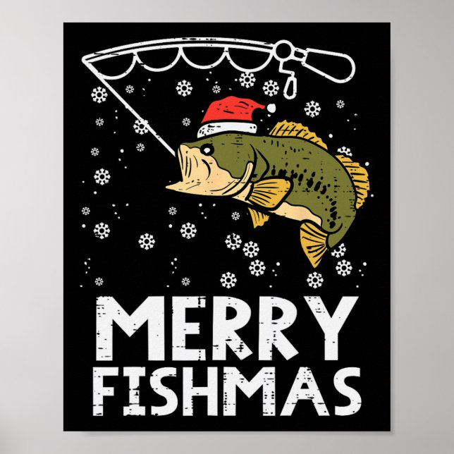 Glad fiskjul Fisk Fiske Jul Christmas Pappa Män  Poster (Framsidan)