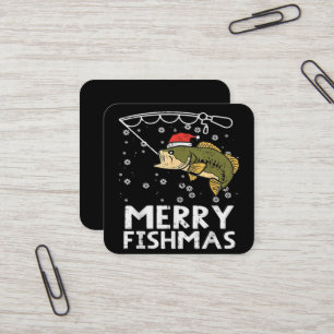 Glad fiskjul fisk fiske jul fyrkantigt visitkort