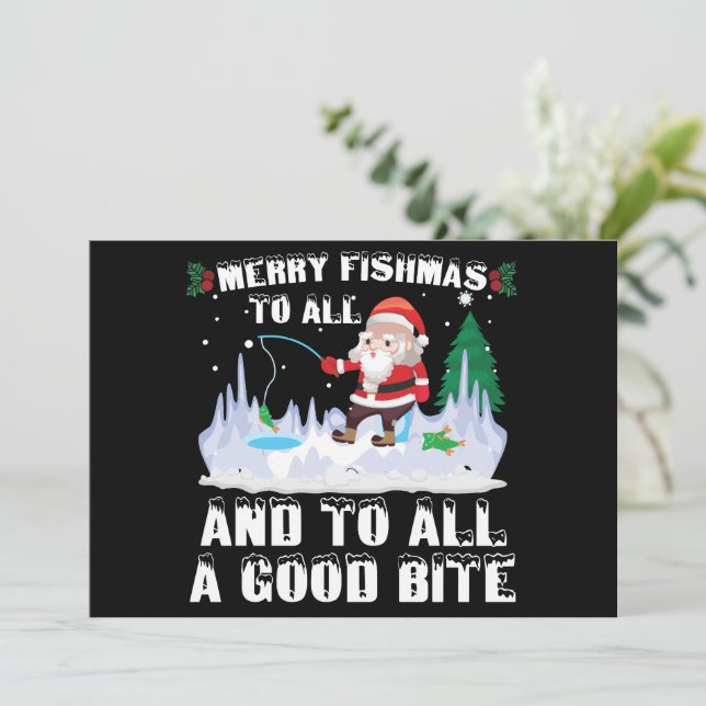 Glad fiskjul Rolig fisk Fiske Fiskare Xmas Inbjudningar (Stående Fram)