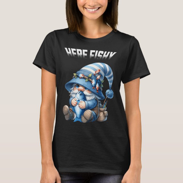 Glad fiskjul rolig fiske jul t shirt (Framsida)