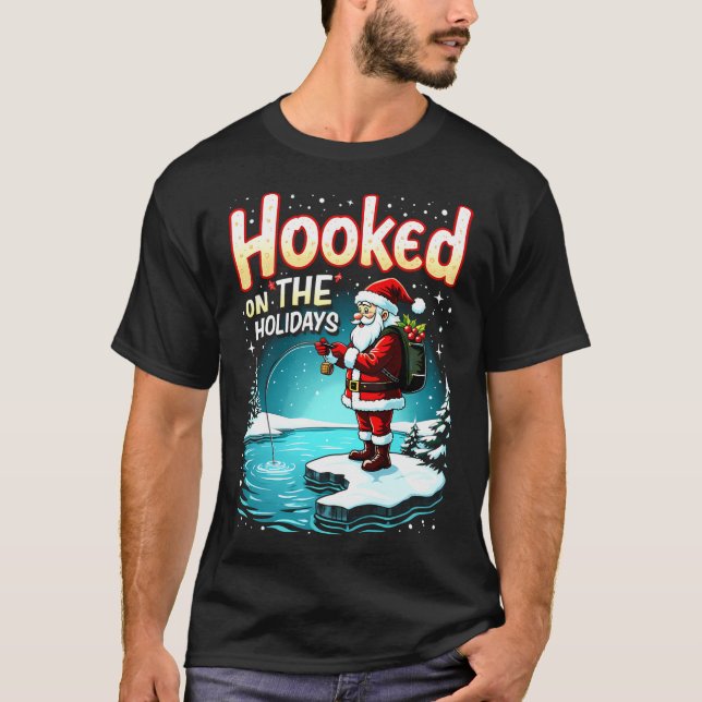 Glad fiskjul rolig jul fiskedesign t shirt (Framsida)