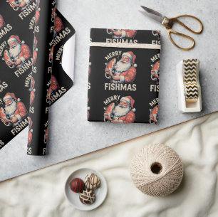 Glad fiskjul rolig jul tomte jaktar fisk presentpapper