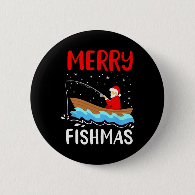 Glad fiskjul rolig jul tomte julafton fiskar  knapp (Framsida)