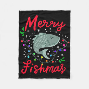 Glad fiskjul Roliga julgransljus Fisk Fis Fleecefilt