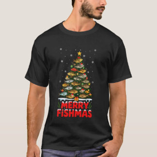 Glad fiskjul Roliga julgransljus Fisk Fis T Shirt