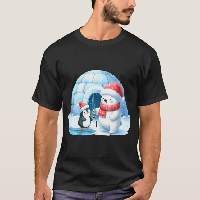 Glad fiskjul Roliga julgransljus Fisk Fis T Shirt (Framsida)