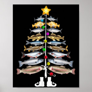 Glad fiskmas julgran Roligt fiske  Poster