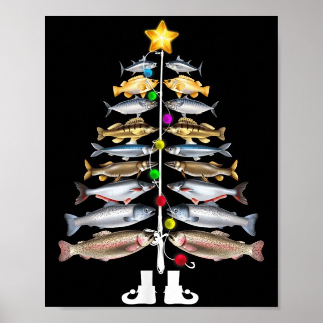 Glad fiskmas julgran Roligt fiske  Poster (Framsidan)