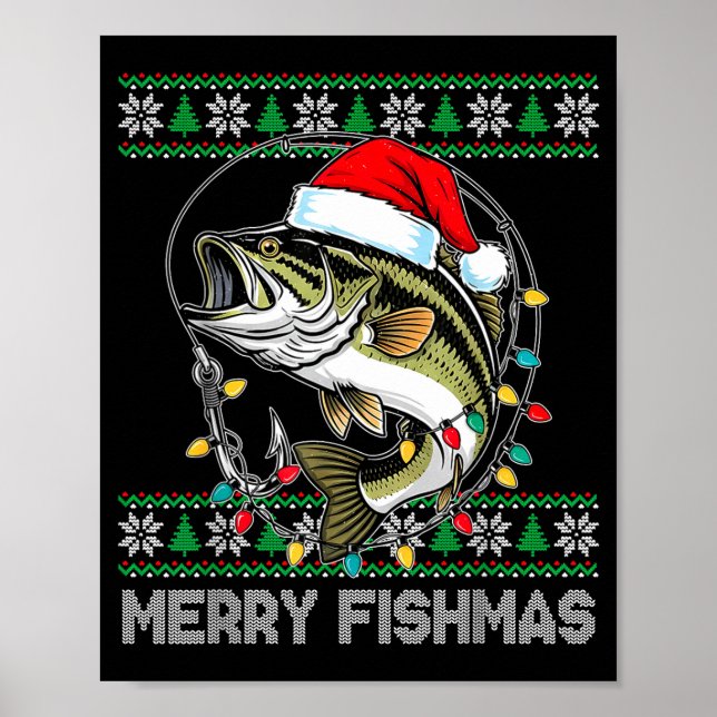 Glad fiskmas rolig B fiske jul för kvinnor  Poster (Framsidan)