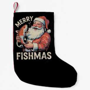 Glad fiskmas rolig jul tomte jaktar fisk liten julstrumpa