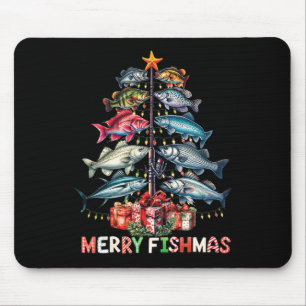 Glad fiskmas roliga julgransljus fiske musmatta