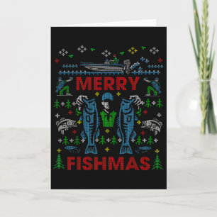 Glad fiskmas Rollig fiske ful jultröja Kort