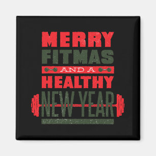 Glad Fitmas Och Gott Nytt Bak Fitness Rolig Jul Magnet