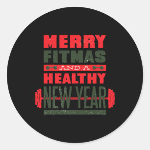 Glad Fitmas Och Gott Nytt Bak Fitness Rolig Jul Runt Klistermärke
