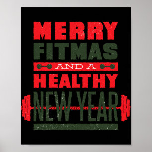 Glad Fitmas Och Gott Nytt Bakre Fitness Rolig Jul Poster